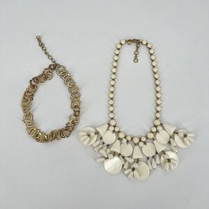 Vintage J Crew Teardrops Circles Collar Statement Necklace With Bonus Chain Link